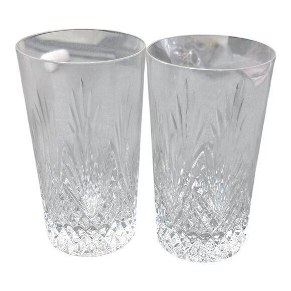 Two Wedgwood Majesty Crystal Highball Glasses Cut Glass Barware Vintage Pair Lot - Picture 1 of 5